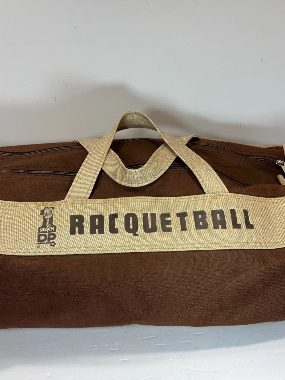 Vintage LEACH Racquetball Bag Racquet Racket Ball Brown Canvas Duffle 1970’s